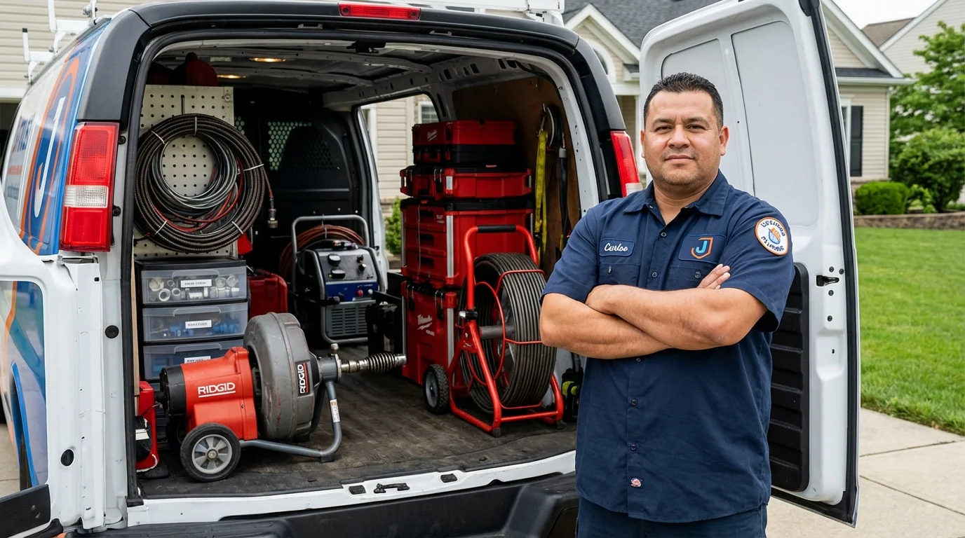 Professional drain cleaning equipment and Johns Plumbing LLC plumber in Old Bridge