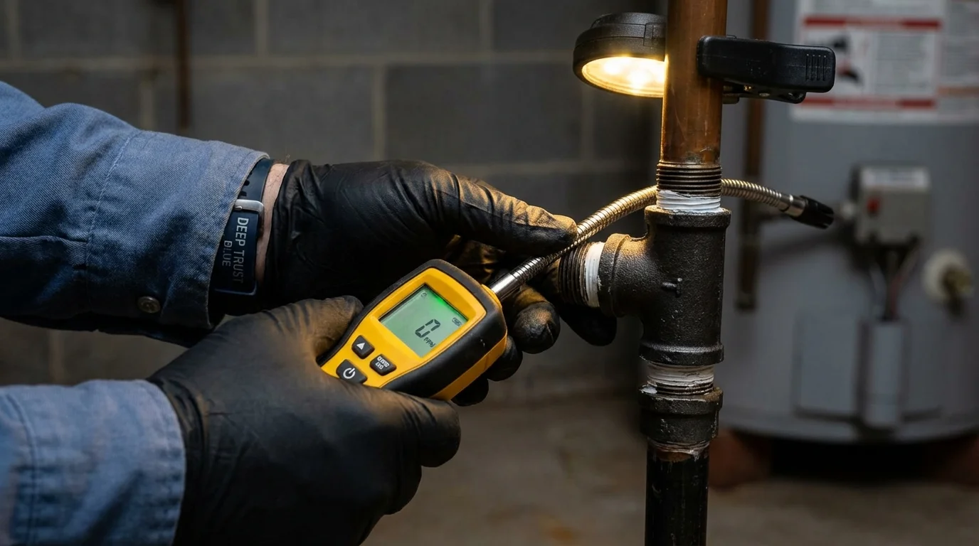 Gas leak detection with electronic sniffer by Johns Plumbing LLC in Old Bridge