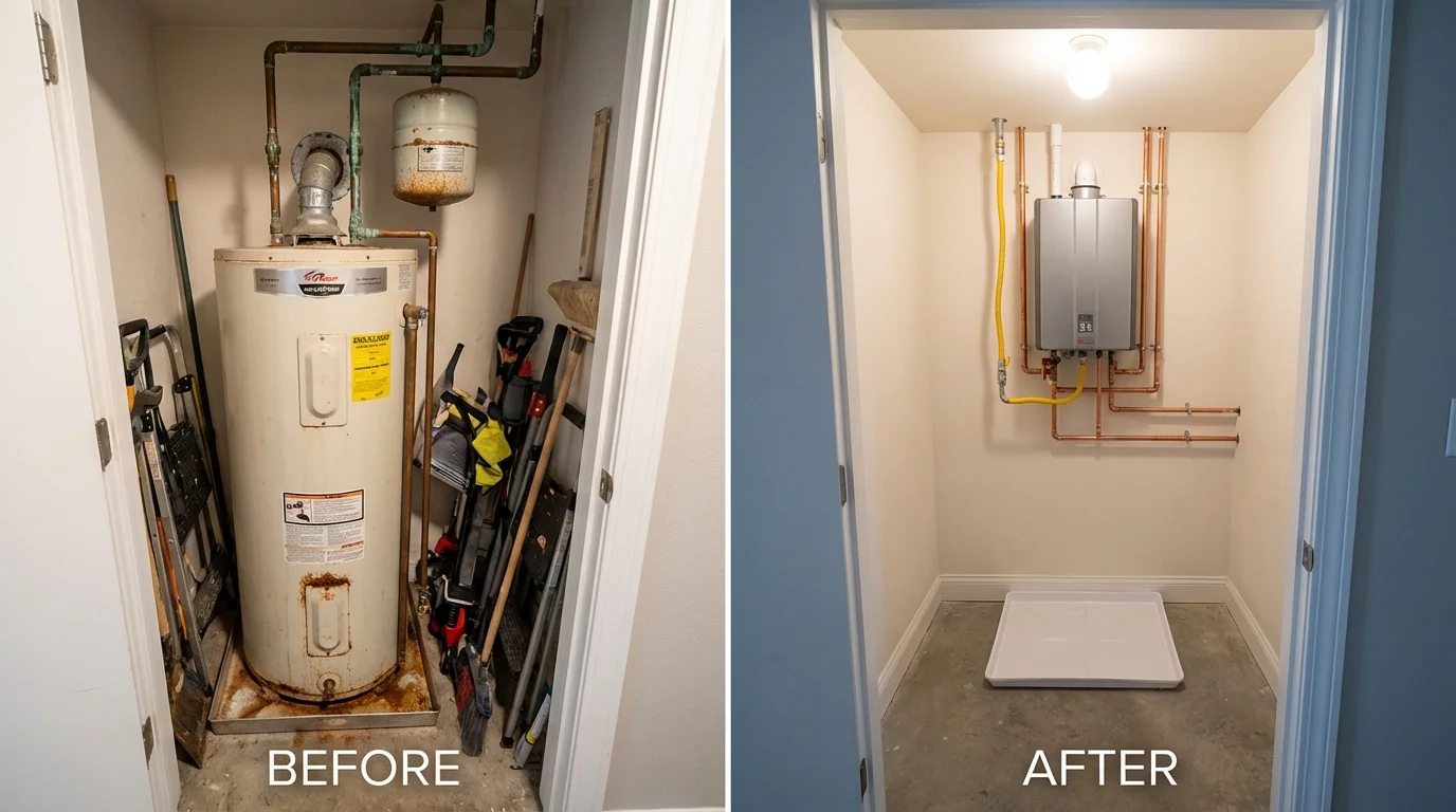 Tank water heater versus wall-mounted tankless unit comparison for Old Bridge, NJ homeowners