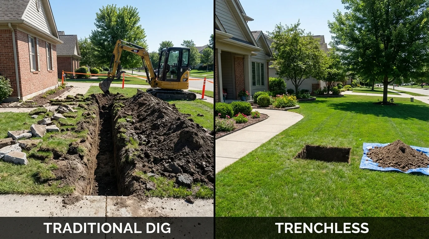 Trenchless sewer repair with minimal yard damage versus traditional excavation in Old Bridge, NJ